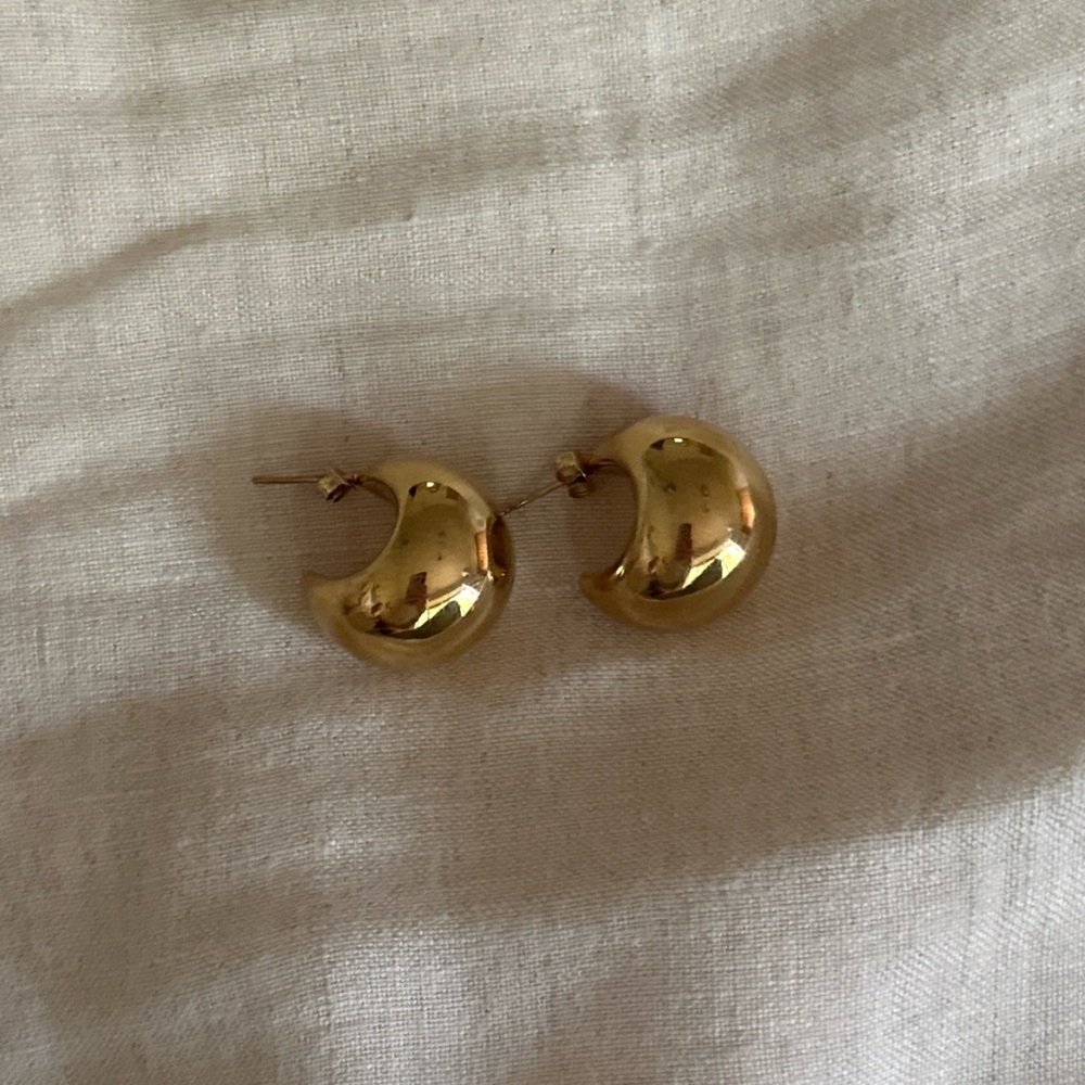 Chunky Gold Crescent Hoop Earrings - Women's Jewelry